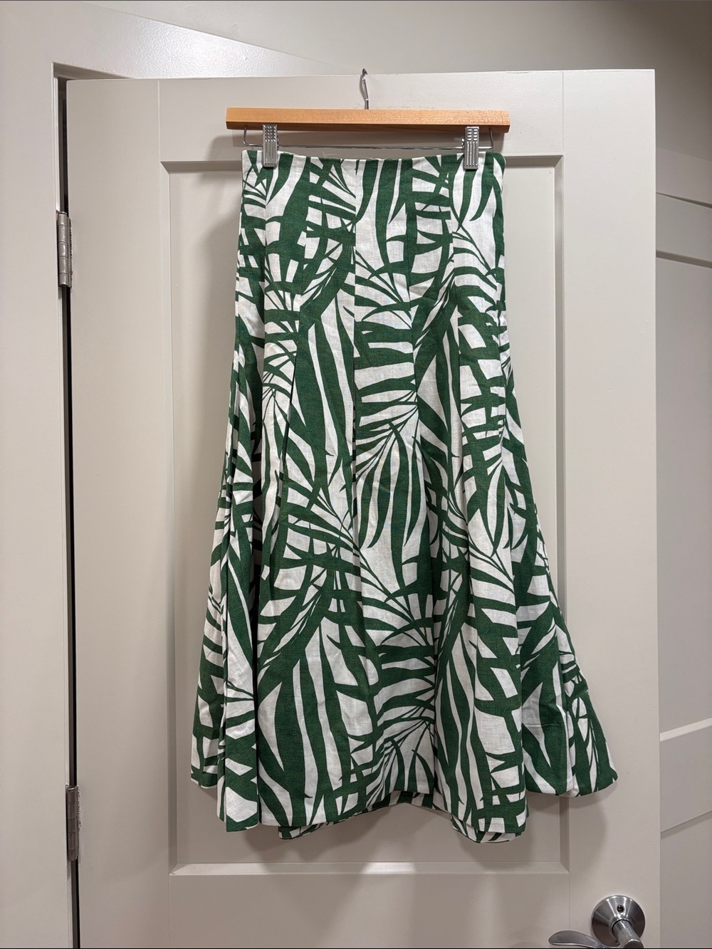 Kate Spade Green & White 100% Cotton Lined Midi Skirt—Boho—Lagenlook—New! Size 2